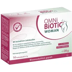 Omni Biotic Woman Pulver - Nahrungsergänzungsmittel zur Unterstützung der Vaginalflora, mit 140 Milliarden lebenden Bakterienkulturen für ein gesundes mikrobielles Gleichgewicht, ideal in Zeiten hormoneller Veränderungen.