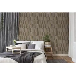 A.S. Création Vliestapete Nara Grafisch, leicht strukturiert, abstrakt, gemustert, leicht glänzend, (1 St), Holzoptik Ethno Tapeten Wohnzimmer Schlafzimmer Küche Flur Design Büro braun|grau