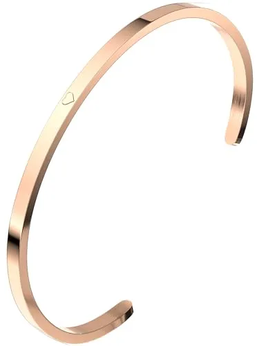 THIORA Herz Armreif Damen & Herren | Premium Edelstahl Armband in Rosegold - Armbänder für Damen – Der THIORA Armreif mit Herz-Gravur symbolisiert Liebe und Leidenschaft. Flexibel anpassbar, ideal als Geschenk für besondere Anlässe.