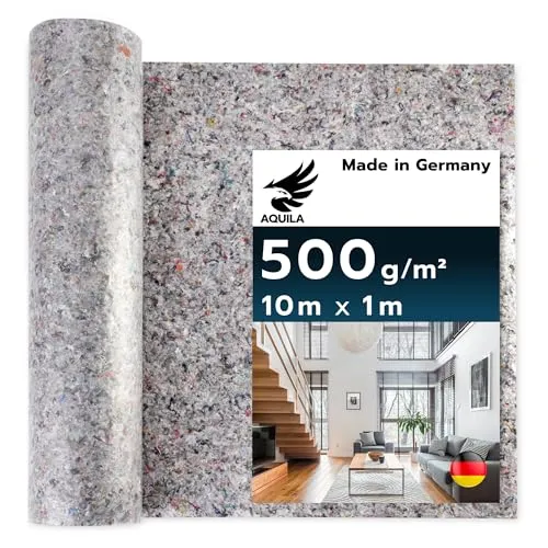 AQUILA Profi Malervlies 10m x 1m, Extra Dick, 500 g/m², Kein Durchsickern, hochwertiges Abdeckvlies zum Streichen, Schutz für Böden & Möbel, rutsch- & reißfest, Made in Germany