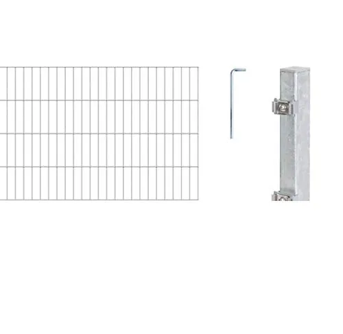 Alberts 654108 Doppelstabmattenzaun 10 tlg. Komplettset - Robuster Doppelstabmattenzaun aus feuerverzinktem Stahl, ideal für langlebige Einzäunungen. Set enthält 4 Matten und 5 Pfosten für eine einfache Installation - perfekte Lösung für Garten und Grundstück.