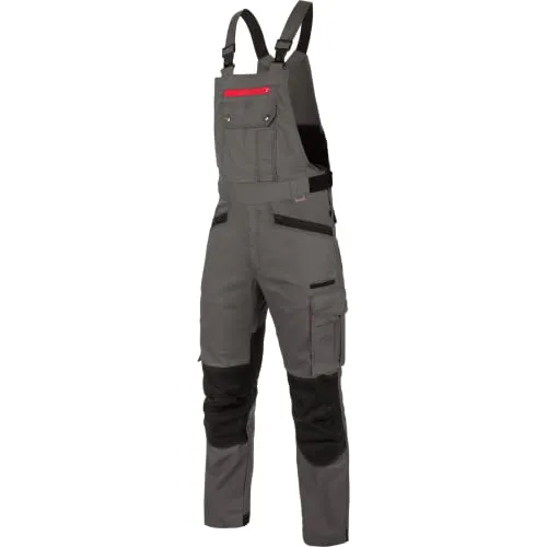 WÜRTH MODYF Arbeitslatzhose Nature - professionelle Arbeitshose für Herren - Latzhose mit Knieschutztaschen - in der Größe 26 in Grau