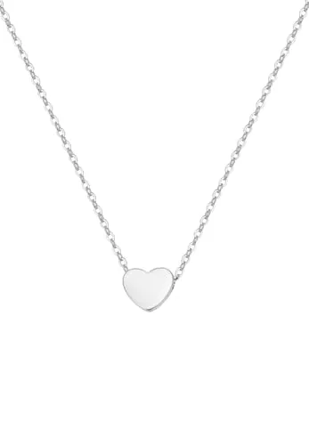 Happiness Boutique Damen Kette mit Herz Anhänger - Ketten mit Anhänger in Bijouterie, filigrane Titan Kette in Silberfarbe mit niedlichem Herz Anhänger, ideal für jeden Anlass und als Valentinstags-Geschenk.