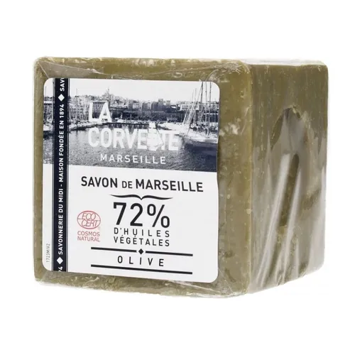 La Corvette Seife mit Olive, 300 g - Umweltfreundliche Savon de Marseille mit 72% Olivenöl, frei von Duft-, Farb- und Konservierungsstoffen - ideal für empfindliche Haut.