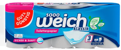 G&G Papier Toaletowy 3 Warstwowy 10 x 220 blatów EDEKA ZENTRAL 4311501060827