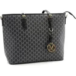 Damenhandtasche Shopper 80204 - Schwarz, mit verstellbarem Schultergurt - Elegante Handtasche aus hochwertigem Kunstleder, mit Reißverschluss und 2 Innenfächern. Ideal für den Alltag, bietet ausreichend Platz für Essentials und verschiedene Tragemöglichkeiten.