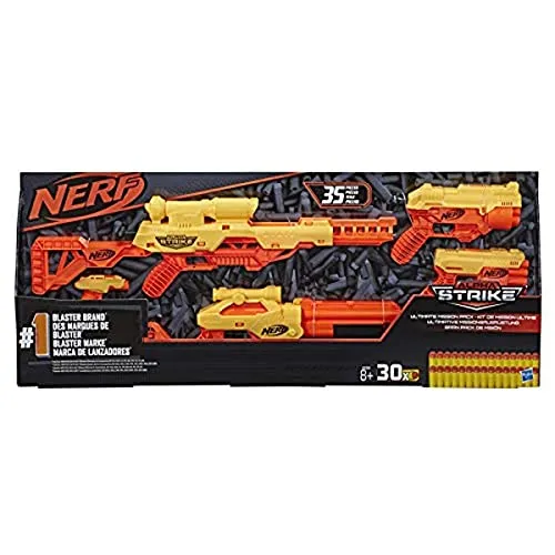 Hasbro E8339 - Nerf - Alpha Strike - Ultimate Mission Pack - Outdoor-Spielzeug mit 5 Blastern und 30 Nerf Elite Darts für actionreiche Gefechte, perfekt für kleine und große Abenteuer!