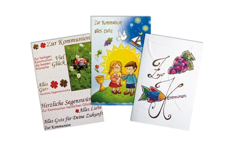 Kommunion - Mehrfachpackung - 3 Karten – 3 Umschläge – im Format 10,5 x 14,5 cm