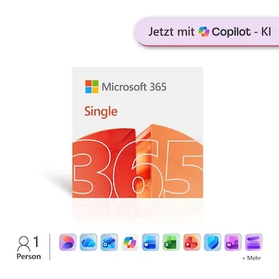 Microsoft 365 Single: Office-Apps inkl. Copilot-KI und 1TB Cloudspeicher - SW_Office (ESD) - Nutzen Sie Premium-Office-Apps mit Copilot-KI und 1TB Cloudspeicher, ideal für effizientes Arbeiten auf bis zu 5 Geräten.