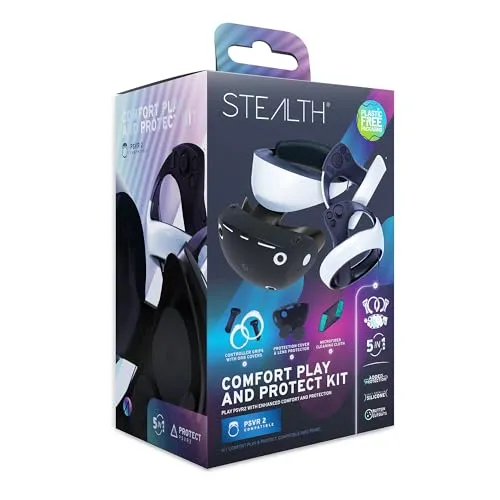 STEALTH Comfort Play & Protect Kit für PS VR2 - Gehäuseschutz für die PlayStation 5 mit Silikon Linsenschutz und Schutzhaube, schützt vor Kratzern und Staub und sorgt für optimalen Komfort beim Spielen.