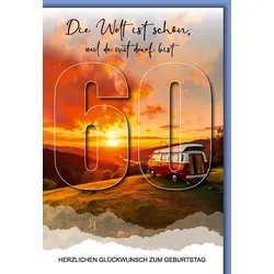60. Geburtstag - Karte mit Umschlag - Camper