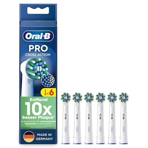 Oral-B Pro CrossAction Aufsteckbürsten – Überlegene Zahnreinigung - Ersatzzahnbürsten mit innovativen X-Borsten für eine optimale Reinigungsleistung. Entfernt bis zu 100% mehr bakterielle Plaque für gesündere Zähne und Zahnfleisch.