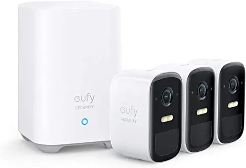 eufy eufyCam 2C 3+1, Überwachungskamera, Kompatibel mit HomeKit, Drei-Kamera-Set(Generalüberholt)