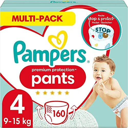 Pampers Premium Protection Active Fit Pants Gr. 4 - Windeln für große Kinder (9-15 kg) in praktischer Monatsbox mit 160 Stück, bieten optimalen Schutz und Bewegungsfreiheit für aktive Kleinkinder.