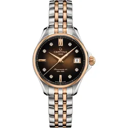 Certina DS Action Lady Powermatic 80 - elegante Damenuhr mit PVD Beschichtung - Damenuhren mit 34,5mm Gehäuse, braunem Zifferblatt und hochwertiger PVD Beschichtung für einen luxuriösen Look.