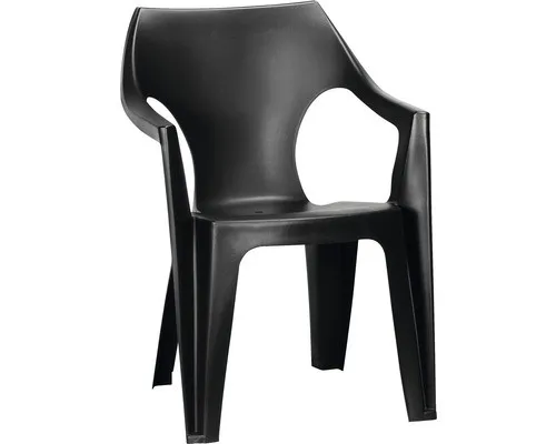 Curver Dante Gartenstuhl mit niedriger Rückenlehne – Graphit - Der Curver Dante Gartenstuhl vereint modernes Design mit Funktionalität. Robustes Material, wetterfest und platzsparend stapelbar – ideal für jede Terrasse oder Garten!