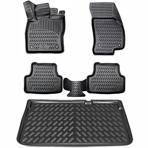 ELMASLINE 3D Gummimatten & Kofferraumwanne Set für Peugeot Rifter ab 2018 L1 (Kurzer Radstand) | Zubehör Fußmatten Kofferraum