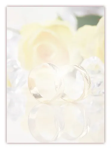 Motivpapier Briefpapier (Hochzeit-5170 DIN A4 25 Blatt) goldene Ringe und Rosen