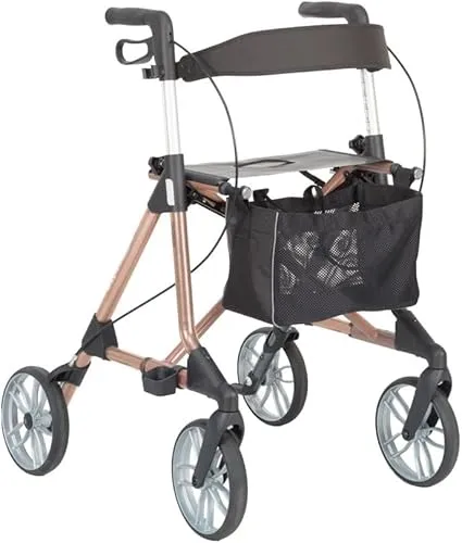 RUSSKA Rollator Elan Classic - champagner, Sitzhöhe 54 cm - Rollator mit stabilen Aluminiumrahmen, nur 6,1 kg leicht, ideal für mehr Mobilität und Sicherheit im Alltag. Höhenverstellbare Handgriffe und integrierte Ankipphilfe für müheloses Überwinden von Hindernissen.