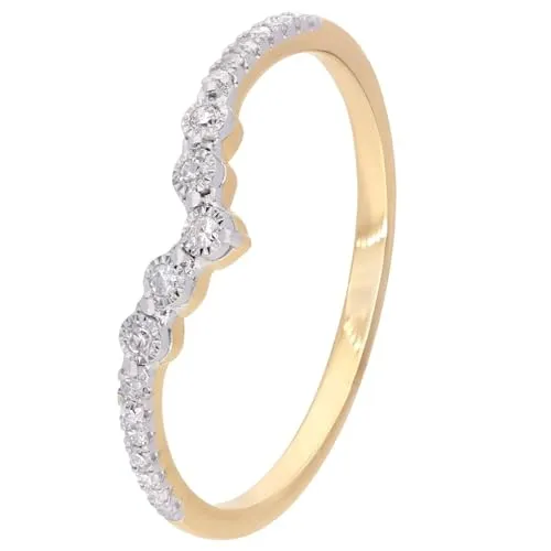 GLIZZ Damen Diamant-Ring Gold 333/8K eleganter Gold-Ring für modische Frauen, edler Damenring GL8670-52 Ringgröße 52/16,6