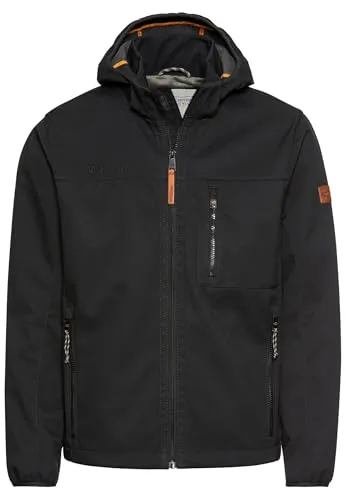 camel active Herren Softshell Jacke aus recyceltem Polyester Schwarz - Funktionsjacke aus 100% recyceltem Polyester, wasserabweisend und fleckenresistent. Ideal für aktive Männer, mit verstellbarer und abnehmbarer Kapuze.