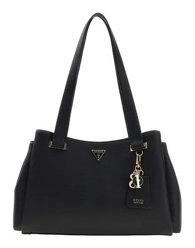 Guess Evie Schultertasche 40 cm schwarz TAS053853 - Elegante Guess Evie Schultertasche für Damen mit praktischem Reißverschlussfach und stabilen Bodennägeln. Hergestellt aus hochwertigem Polyurethan für Langlebigkeit und Glanz. Flexibel tragbar dank abnehmbarem Umhängeriemen. Jetzt stilvoll unterwegs!