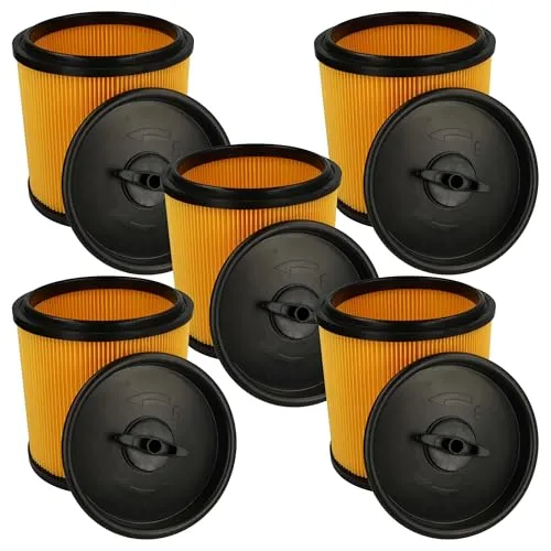vhbw Filterset 5x Faltenfilter kompatibel mit Parkside (Lidl) PNTS 1500 D5 Staubsauger - Filter, Patronenfilter, schwarz gelb
