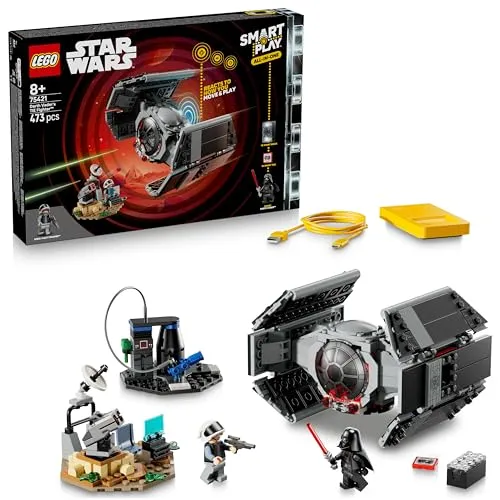 LEGO Star Wars™ 75421 SMART Play: Darth Vaders TIE Fighter Bausatz - Interaktives LEGO Star Wars Set für Jungen und Mädchen ab 8 Jahren mit SMART Brick, der auf Bewegungen reagiert. Erlebe spannende Action mit Lichtern und Geräuschen in der Star Wars Galaxis!