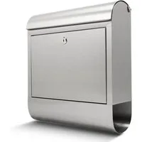 banjado Wandbriefkasten Edelstahl mit Zeitungsfach - Groß und Praktisch - Briefkästen für stilvolles Postempfangen, mit großem Einwurfschlitz und wetterfestem Design. Integriertes Zeitungsfach für optimale Aufbewahrung.