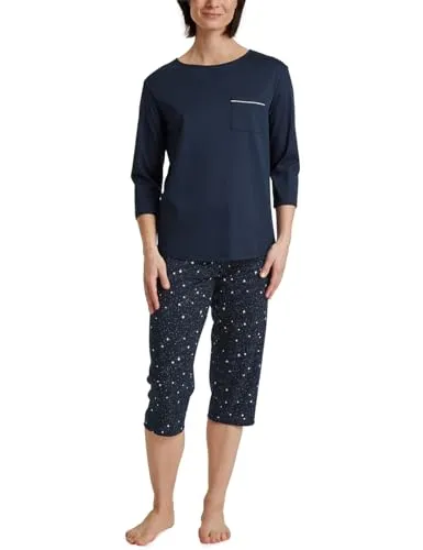 CALIDA Sweet Dreams 3/4-Pyjama Damen - Schlafanzüge für Damen, aus 100% Baumwolle für hohen Tragekomfort und natürliche Temperaturregulierung, ideal für süße Träume.
