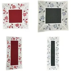 Westernlifestyle Tischdecke bestickt mit Rosen in Leinenoptik rot 60x60
