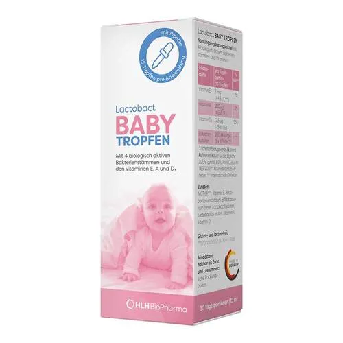 Lactobact BABY Tropfen - Arzneimittel für Babys, unterstützt die Darmflora und das Immunsystem mit 200 Mio. probiotischen Bakterien und wichtigen Vitaminen – ideal für Kaiserschnittkinder und Frühchen.