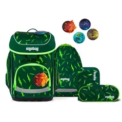 ergobag cubo Schulranzen-Set 5-teilig - Ergonomischer Schulranzen für Grundschulkinder, wächst mit dank 'Your-Size-System', aus recycelten Materialien und mit guter Sichtbarkeit durch Reflektoren.
