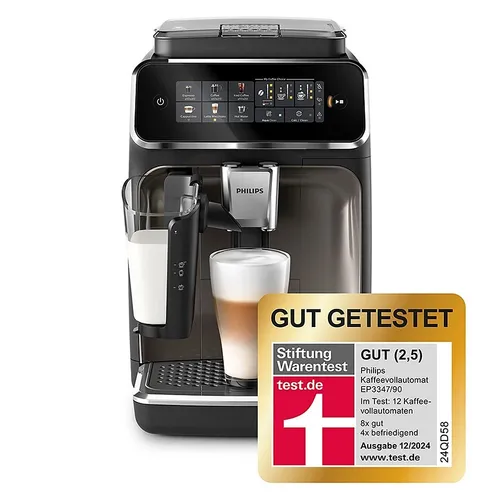 PHILIPS EP3347 90 Serie 3300 LatteGo - Kaffeevollautomat Schwarz, verchromt, 5 Kaffeespezialitäten für perfekten Kaffeegenuss zuhause