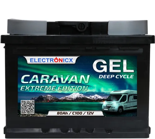 Electronicx Caravan EXTREME Edition Gel Batterie 80 AH 12V - Hochleistungs-GEL-Batterie mit 80 Ah, ideal für Wohnmobile und Boote, sorgt für zuverlässige Energieversorgung auch unter extremen Bedingungen.