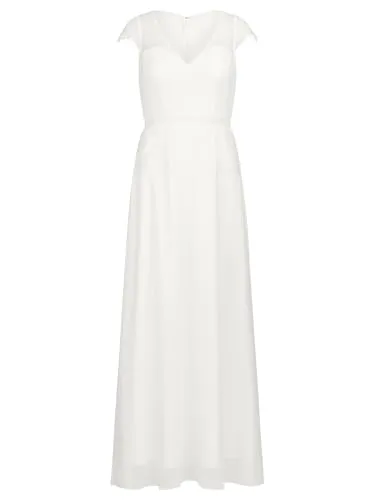 APART langes Hochzeitskleid im Materailmix aus weicher Spitze und Chiffon, Creme, 34