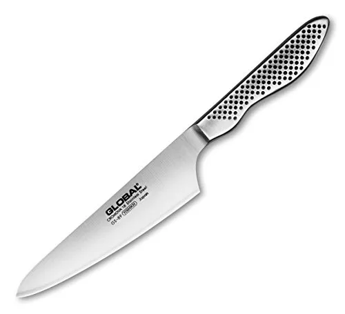 Global GS-89 Universalmesser aus rostfreiem Stahl - Kochmesser mit 13 cm langer Klinge, ergonomischem Griff und extrem scharfem japanischen V-Schliff – ideal für vielseitige Schneidearbeiten in der Küche.
