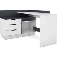 byLIVING Schreibtisch Belfast (weiß / anthrazit) - Kinderschreibtisch mit variablem Design, 3 geräumigen Schubkästen und vielen offenen Fächern, ideal für kreatives Arbeiten und Lernen.
