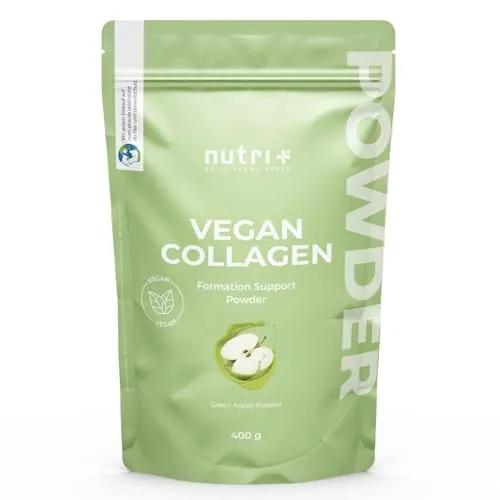 nutri+ Vegan Collagen Formation Support Pulver - Green Apple - Aminosäuren Nahrungsergänzungsmittel, unterstützt die Kollagenbildung für gesunde Haut und Gelenke, vegan und ohne Zusatzstoffe.