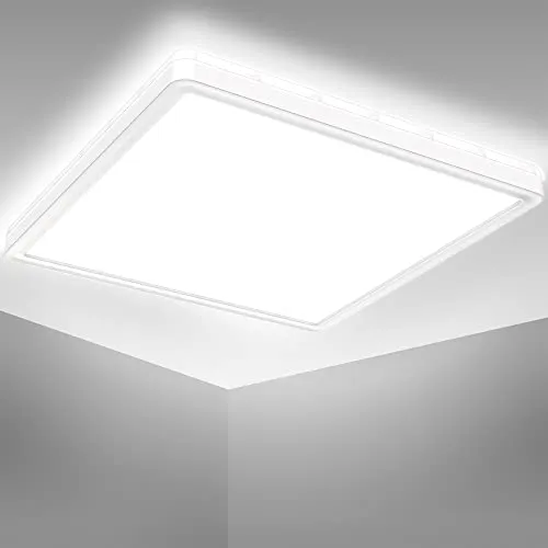 B.K.Licht Deckenlampe für Bad - Ultraflaches LED Panel mit Indirektlicht - Lampen - Genießen Sie mit dieser ultraflachen LED Deckenlampe angenehmes indirektes Licht und eine helle Ausleuchtung. Ideal für Bad, Küche oder Büro mit IP44 Schutz.