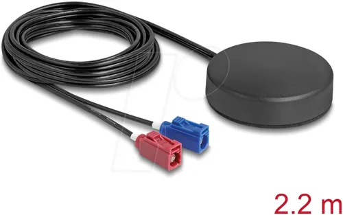 DELOCK 90767 4G GNSS Antenne - FAKRA C und D, omnidirektional - Robuste 4G GNSS Antenne für Outdoor-Anwendungen, ideal für Transport, Landwirtschaft und Bau. Mit wasserdichtem Gehäuse und hoher Reichweite für zuverlässige Verbindung.