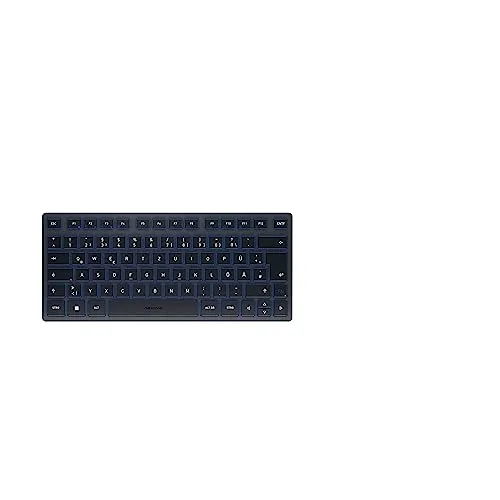 CHERRY KW 7100 MINI BT - Kompakte Multi-Device-Tastatur mit 3 Bluetooth-Kanälen, flaches Design und Transporttasche für mobiles Arbeiten