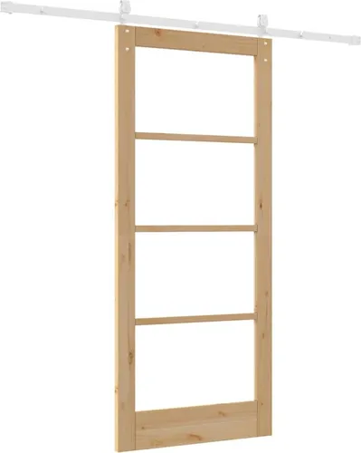 vidaXL Schiebetür Manuell Braun 86 x 198.5 cm - Haustür aus Holz und Metall mit elegantem Design, ideal für modernen Wohnraum und bietet praktischen Stauraum. Robuste Konstruktion für langanhaltende Nutzung.