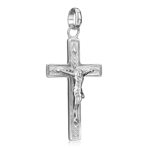 NKlaus 925er Sterlingsilber Kruzifix Anhänger - Anhänger für Damen, gefertigt aus echtem 925er Sterlingsilber, hochwertig verarbeitet und ideal als Geschenk zur Kommunion oder Taufe.