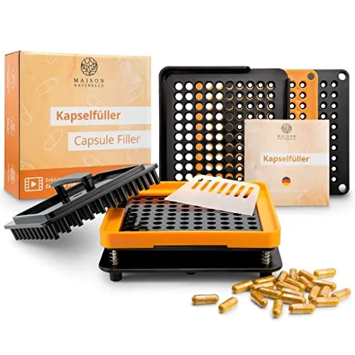 MAISON NATURELLE® Kapselfüller Gr. 00 – Einfache Handhabung & Schnellbefüllung - Persönlicher Tabletten-Organizer, ideal für Einsteiger mit detaillierter Anleitung und Video-Tutorial. Befüllen Sie 100 Leerkapseln schnell und mühelos in wenigen Minuten!