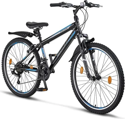 Chillaxx Mountainbike, Schwarz-Rot V-Bremse - Mountainbike mit 24 Zoll Laufrädern, ideal für StVZO-konforme Nutzung und bis 95 kg belastbar – perfekt für Abenteuer in der Natur.