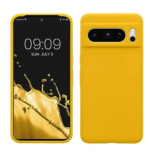 kwmobile Handyhülle für Google Pixel 8 Pro Hülle, für Pixel 8 Pro Case - Hülle Silikon - kabelloses Laden - Strahlend Gelb