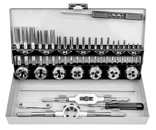 BrüderMannesmann Gewindeschneider M53250-B - 32-teiliges Set für Innen- und Außengewinde M3