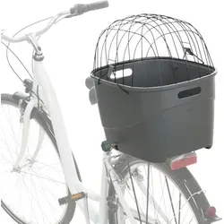 Bicycle Basket for Bike Racks - 36x47x46 cm, graues pulverbeschichtetes Metall mit rutschfester Matte und Klappe, ideal für sicheres Transportieren von Gepäck