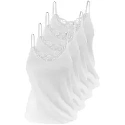 Yenita® Damen Unterhemden 4 Stück - Baumwolle 44-46 in Weiß - Hochwertige Yenita Unterhemden aus 100% Baumwolle bieten angenehmen Tragekomfort und modische Details. Ideal für jede Jahreszeit, vielseitig kombinierbar und ein Must-Have für jeden Kleiderschrank.